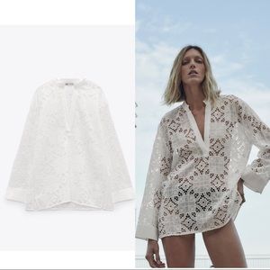 Embroidered Eyelet Lace Blouse